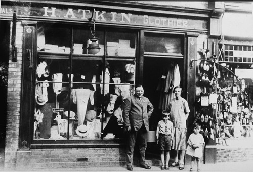 Herbert Atkin and family outside his West Street shop in 1930