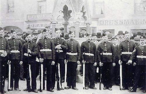 Bourne volunteers on parade in 1880