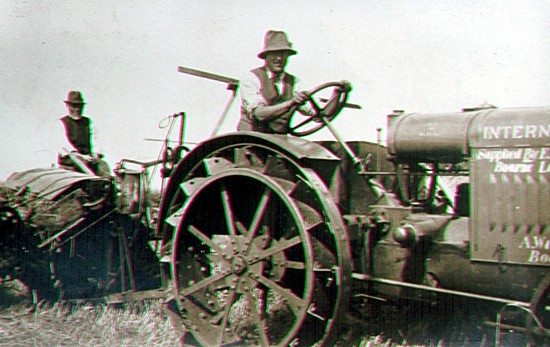 Tractor and binder circa 1920