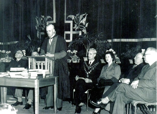 Leslie Day presiding at Speech Day