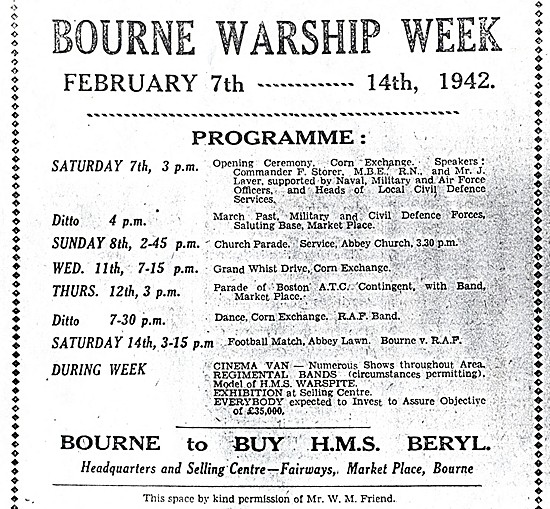Newspaper notice from 1942