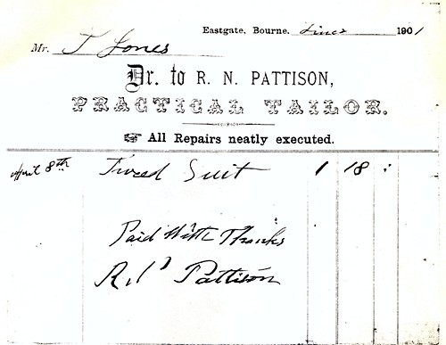 Tailoring bill from 1901