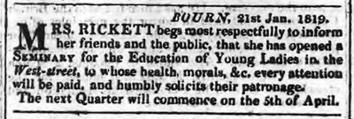 Public notice from 1819