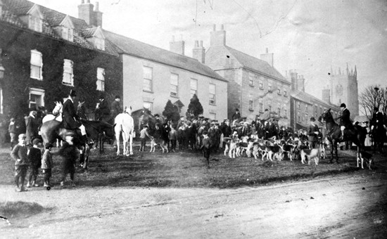 The Belvoir Hunt meeting at Folkingham circa 1910