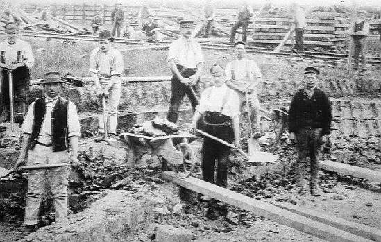 Navvies at work near Bourne in 1892