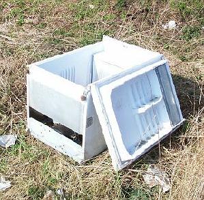 Refrigerator dumped in lay-by.