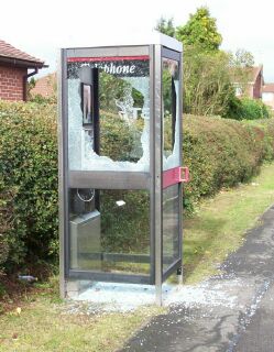 Vandalised telephone kiosk 2002