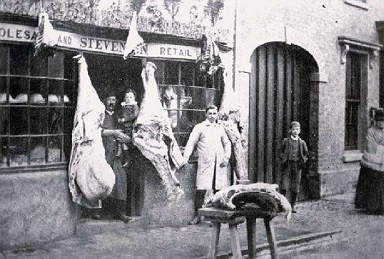 Butcher's shop in Victorian times